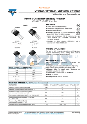 VBT1080S-E3/4W datasheet - Trench MOS Barrier Schottky Rectifier