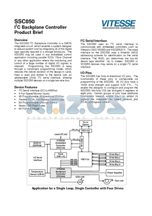 SSC050 datasheet - I2C Backplane Controller