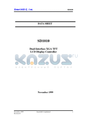 SD1010 datasheet - Dual-Interface XGA TFT LCD Display Controller