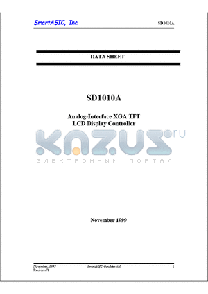 SD1010-1099A datasheet - Analog-Interface XGA TFT LCD Display Controller