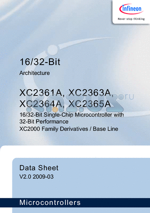XC2365A datasheet - 16/32-Bit Single-Chip Microcontroller with 32-Bit Performance