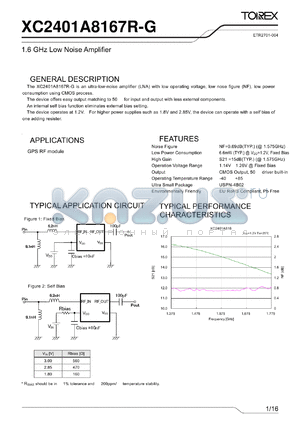 XC2401A8167R-G datasheet - 1.6 GHz Low Noise Amplifier