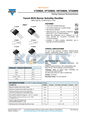 VBT2080S-E3/4W datasheet - Trench MOS Barrier Schottky Rectifier