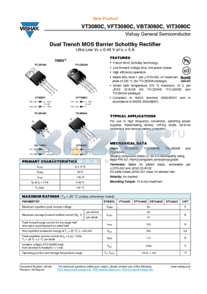 VBT3080C-E3/4W datasheet - Dual Trench MOS Barrier Schottky Rectifier