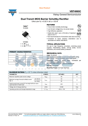 VBT4060C-E3-4W datasheet - Dual Trench MOS Barrier Schottky Rectifier