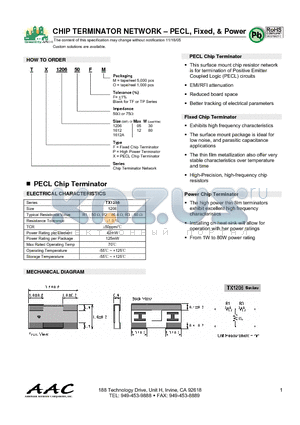 TX120650FM datasheet - CHIP TERMINATOR NETWORK - PECL, Fixed, & Power