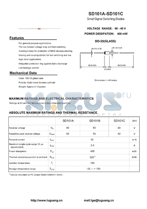 SD101A datasheet - Small Signal Switching Diodes