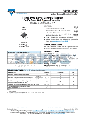 VBT6045CBP_1205 datasheet - Trench MOS Barrier Schottky Rectifier