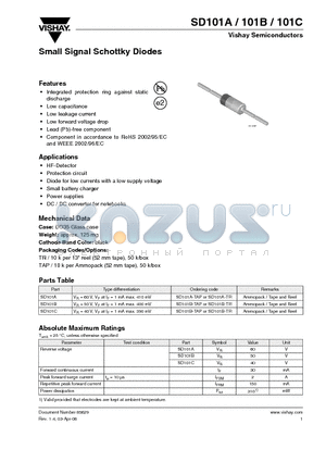 SD101A-TAP datasheet - Small Signal Schottky Diodes