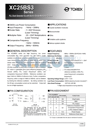 XC25BS3X03MX datasheet - CMOS Low Power Consumption