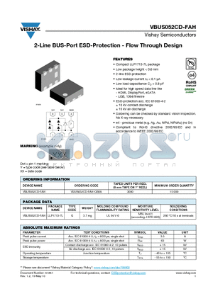 VBUS052CD-FAH datasheet - 2-Line BUS-Port ESD-Protection - Flow Through Design