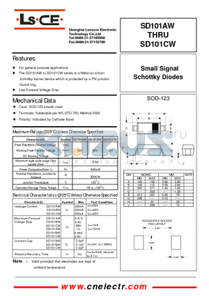 SD101AW datasheet - Small signal schottky diodes