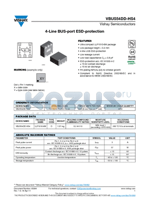 VBUS54DD-HS4-G4-08 datasheet - 4-Line BUS-port ESD-protection