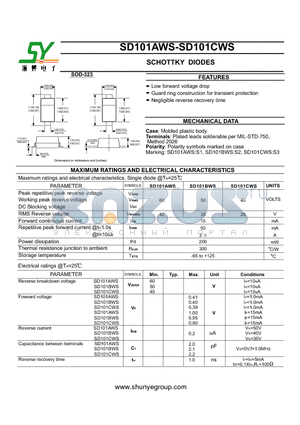 SD101AWS datasheet - SCHOTTKY DIODES