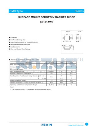 SD101AWS datasheet - SURFACE MOUNT SCHOTTKY BARRIER DIODE