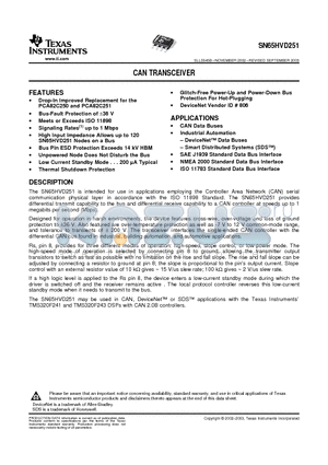 SN65HVD251D datasheet - CAN TRANSCEIVER