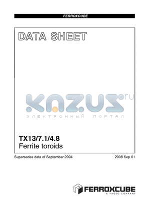 TX13/7.1/4.8 datasheet - Ferrite toroids