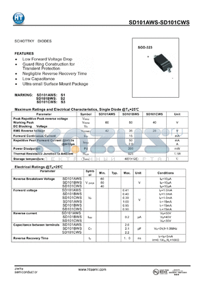 SD101AWS datasheet - SCHOTTKY DIODES