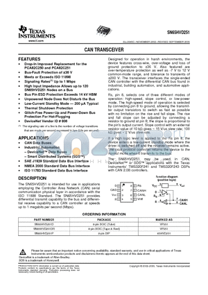 SN65HVD251DRG4 datasheet - CAN TRANSCEIVER