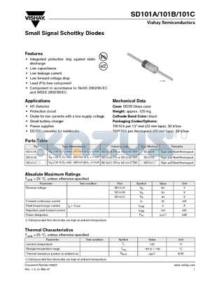 SD101B-TAP datasheet - Small Signal Schottky Diodes