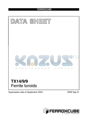 TX14/9/9-3E5 datasheet - Ferrite toroids