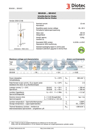 SD101B_10 datasheet - Schottky Barrier Diodes