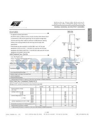 SD101C datasheet - SMALL SIGNAL SCHOTTKY DIODES