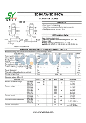 SD101CW datasheet - SCHOTTKY DIODES