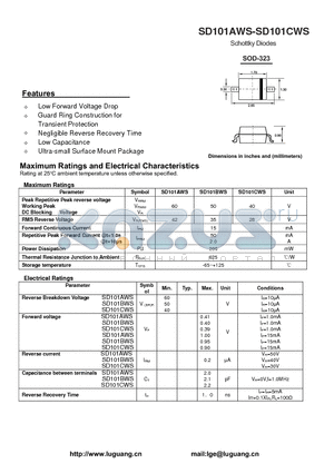 SD101CWS datasheet - Schottky Diodes