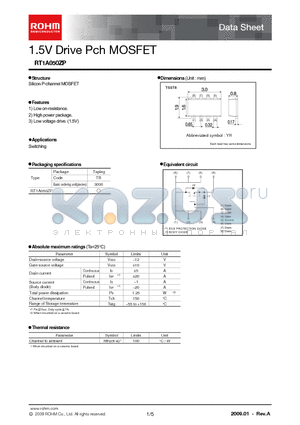 RT1A050ZP datasheet - 1.5V Drive Pch MOSFET