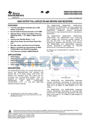 SN65HVD52 datasheet - HIGH OUTPUT FULL-DUPLEX RS-485 DRIVERS AND RECEIVERS