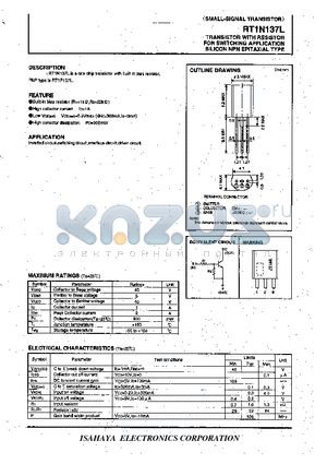 RT1N137L datasheet - TRANSISTOR WITH RESISTOR FOR SWITCHING APPLICATION SILICON NPN EPITAXIAL TYPE