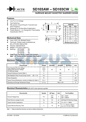 SD103AW datasheet - SURFACE MOUNT SCHOTTKY BARRIER DIODE