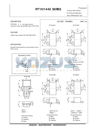 RT1N144C datasheet - Transistor With Resistor For Switching Application Silicon NPN Epitaxial Type