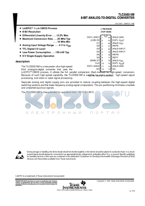 TLC5502-5M datasheet - 8-BIT ANALOG-TO-DIGITAL CONVERTER