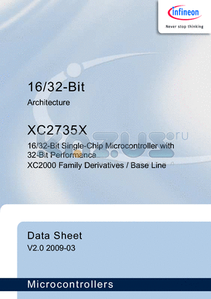 XC2735X datasheet - 16/32-Bit Single-Chip Microcontroller with 32-Bit Performance