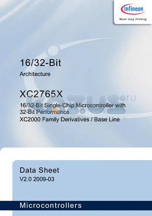 XC2765X datasheet - 16/32-Bit Single-Chip Microcontroller with 32-Bit Performance