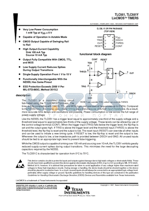 TLC551CPWLE datasheet - LinCMOSE TIMERS