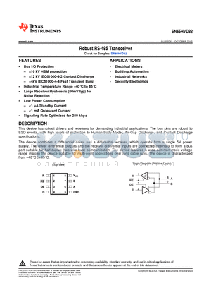 SN65HVD82D datasheet - Robust RS-485 Transceiver