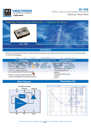 VC-708_11 datasheet - LVPECL, LVDS Crystal Oscillator Data Sheet Ultra Low Phase Noise