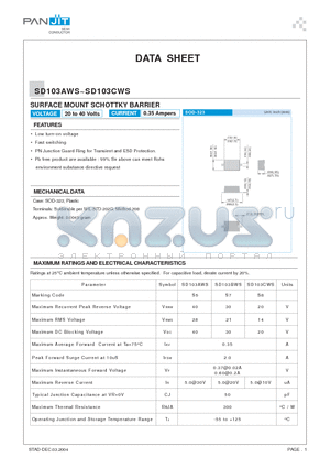 SD103AWS_04 datasheet - SURFACE MOUNT SCHOTTKY BARRIER