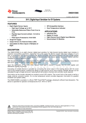 SN65HVS885PWP datasheet - 34 V, Digital-Input Serializer for 5V Systems