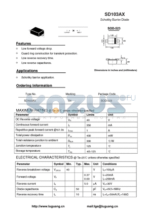 SD103AX datasheet - Schottky Barrier Diode