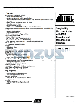 T89C51SND1-ROTIL datasheet - Single Chip Microcontroller with MP3 Decoder and Man Machine Interface