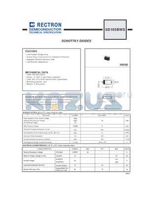 SD103BWS datasheet - SCHOTTKY DIODES