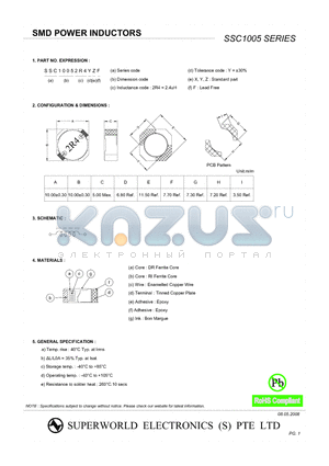 SSC10053R6YZF datasheet - SMD POWER INDUCTORS
