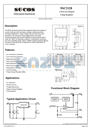 SSC2128 datasheet - CMOS Low Dropout Voltage Regulat or