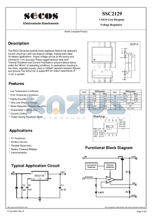 SSC2129 datasheet - CMOS Low Dropout Voltage Regulat or