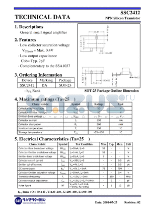 SSC2412 datasheet - NPN Silicon Transistor