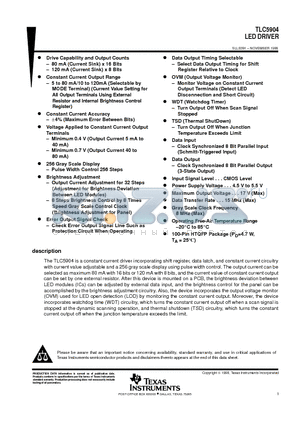 TLC5904PZP datasheet - LED DRIVER